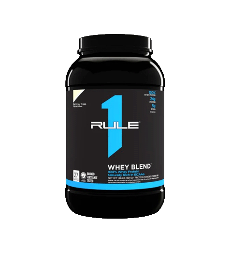 Rule 1 Whey Protein Powder Blend 2lb Birthday Cake Flavor.