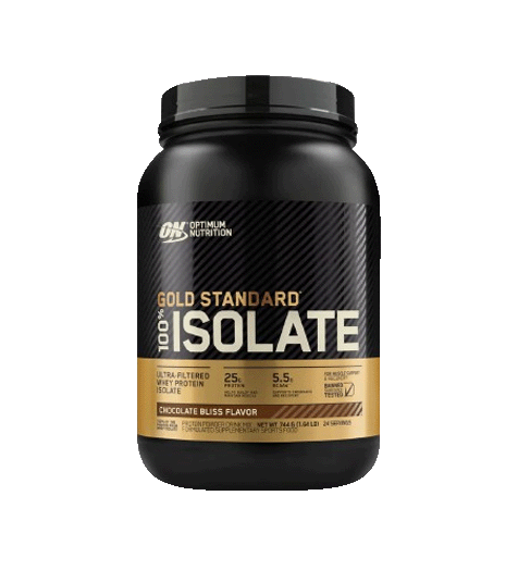 Optimum Nutrition Gold Standard 100% Isolate Protein Powder 2lb chocolate bliss flavor.