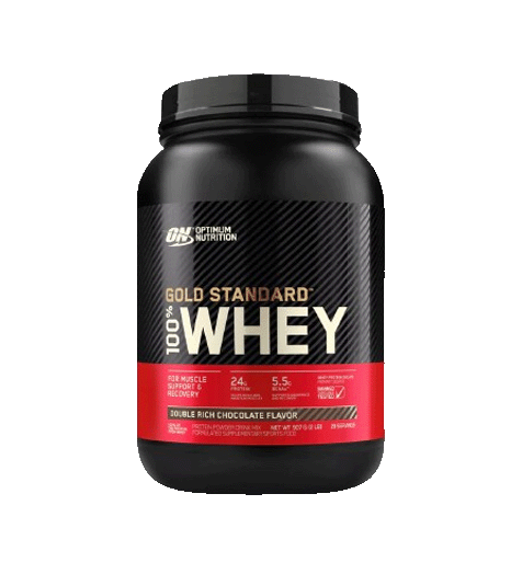 Optimum Nutrition Gold Standard 100% Whey Protein Powder 2lb Double Rich Chocolate Flavor.