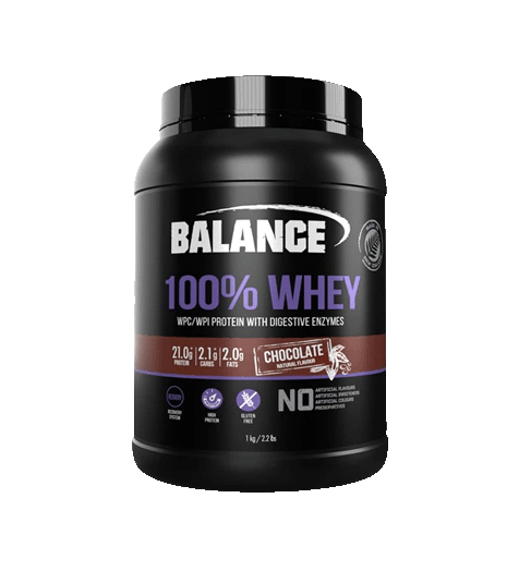 Balance 100% Whey Protein 1kg Chocolate Flavor.