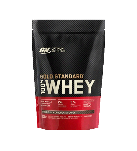 Optimum Nutrition Gold Standard 100% Whey Protein Powder 1lb Double Rich Chocolate Flavor.