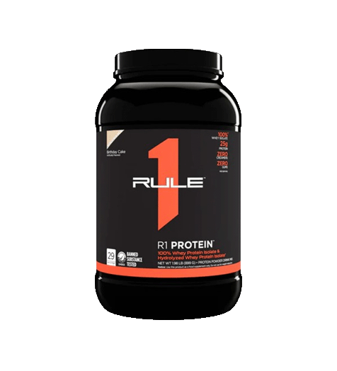 Rule 1 Whey Protein Isolate 2lb birthday cake flavor.