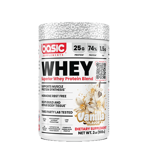 Basic Supplements Basic Whey 2lb Vanilla flavour.