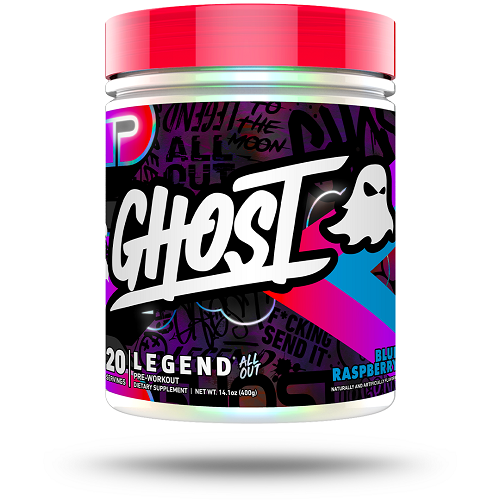 Ghost Legend All Out Pre-Workout Blue Raspberry.