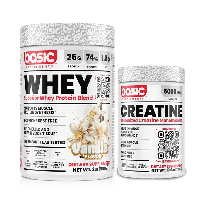 Basic Supplements Basic Whey 2LB + Basic Supplements Creatine 300G Combo