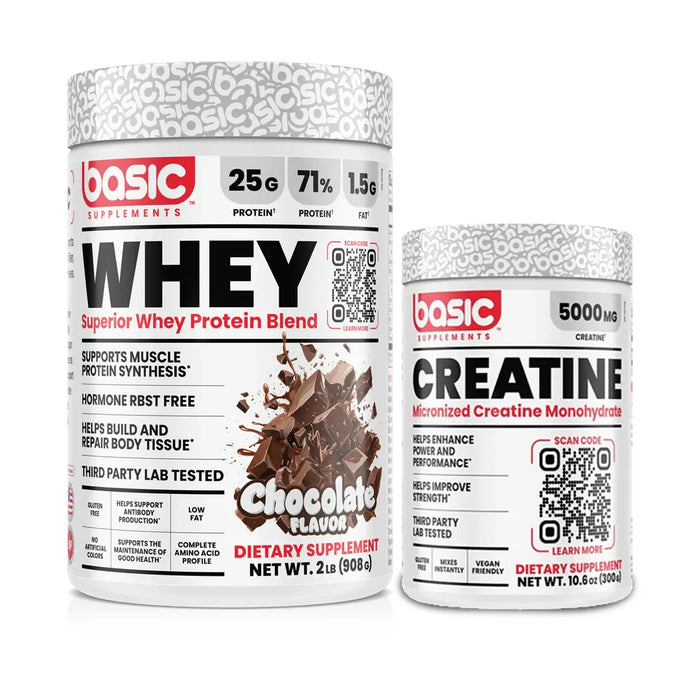 Basic Supplements Basic Whey 2LB + Basic Supplements Creatine 300G Combo