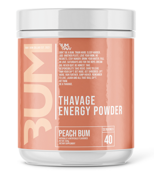 CBUM Thavage Energy Powder Peach Bum.