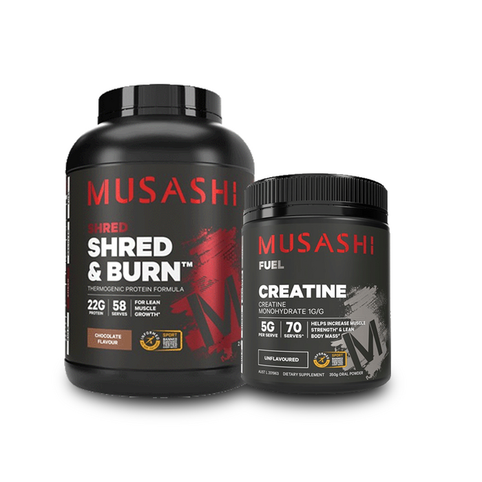 Musashi Shred and Burn Protein Powder + Musashi Creatine Combo