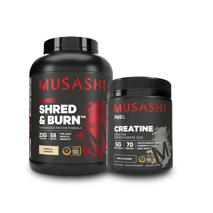 Musashi Shred and Burn Protein Powder + Musashi Creatine Combo