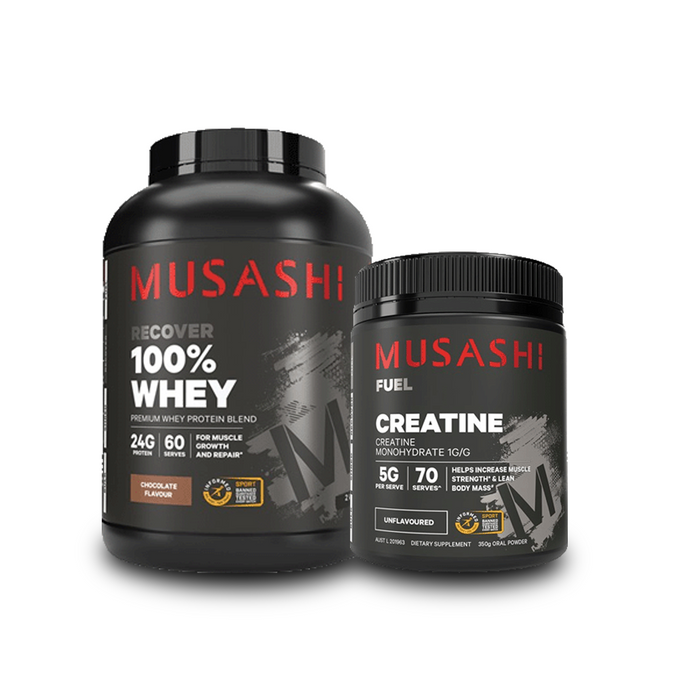 Musashi 100% Whey Protein Powder 2kg + Musashi Creatine Combo