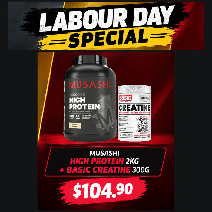 Musashi High Protein 2kg + Basic Creatine 300g Combo