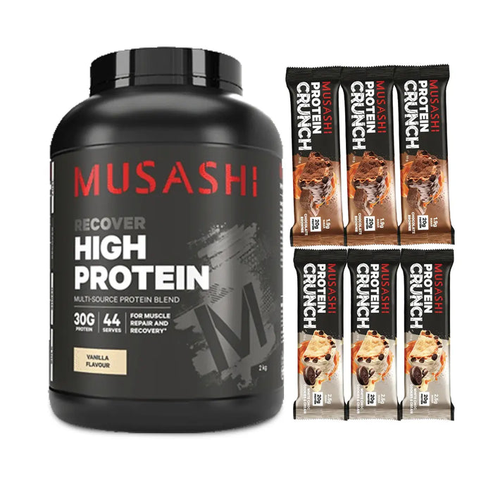 Musashi High Protein 2kg + 6 Musashi Protein Crunch Bars