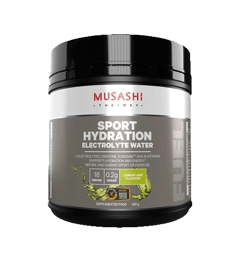 Musashi Sport Hydration Electrolyte Water Lemon Lime Flavour.