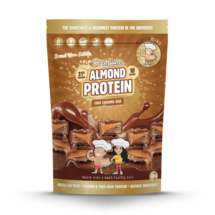 Macro Mike Almond Protein 10 Serves Choc Caramel Bar Flavour - FitVibes Nutrition