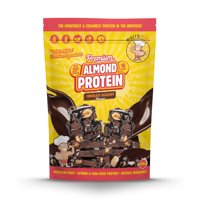 Macro Mike Almond Protein 10 Serves Chocolate Hazelbut  Flavour - FitVibes Nutrition