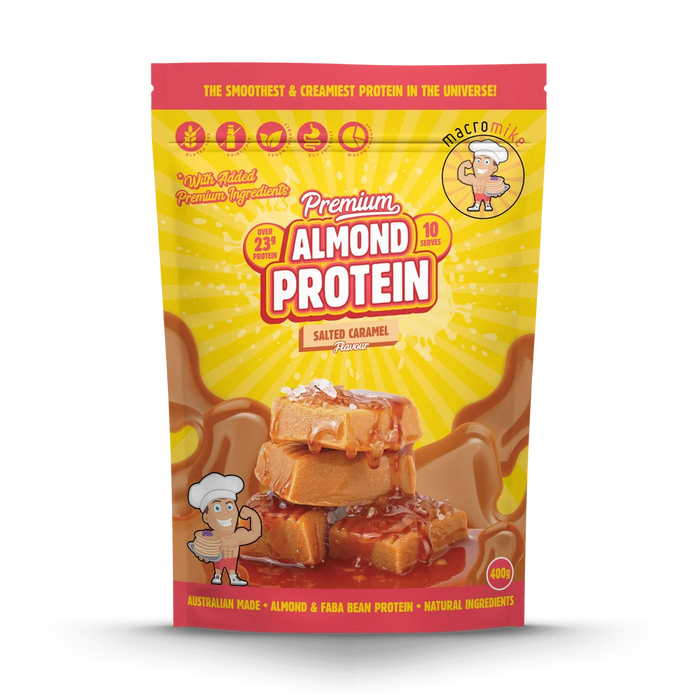 Macro Mike Almond Protein 10 Serves Salted Caramel Flavour - FitVibes Nutrition
