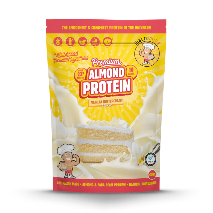 Macro Mike Almond Protein 10 Serves Vanilla Buttercream Flavour - FitVibes Nutrition