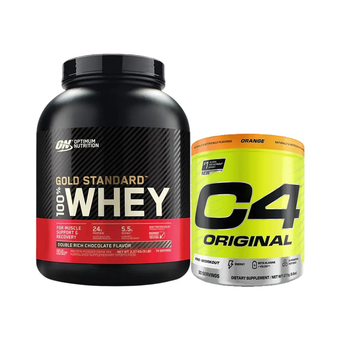 Optimum Nutrition Gold Standard 100% Whey Protein Powder – 5LB (2.27kg) + C4 Original Pre-workout