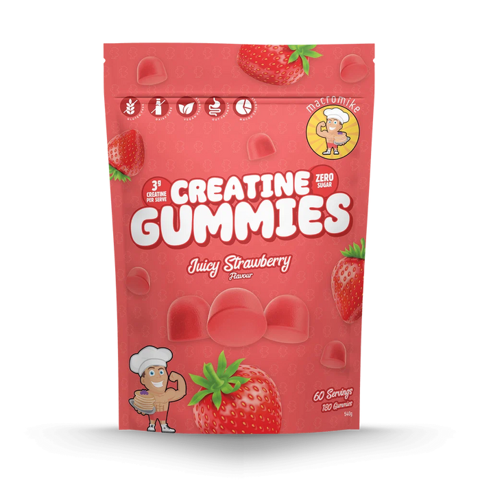 Macro Mike Creatine Gummies 60 Serves Juicy Strawberry Flavour - FitVibes Nutrition