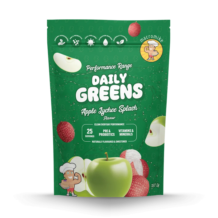 Macro Mike Daily Greens 25 Serves Apple Lychee Splash Flavour - FitVibes Nutrition