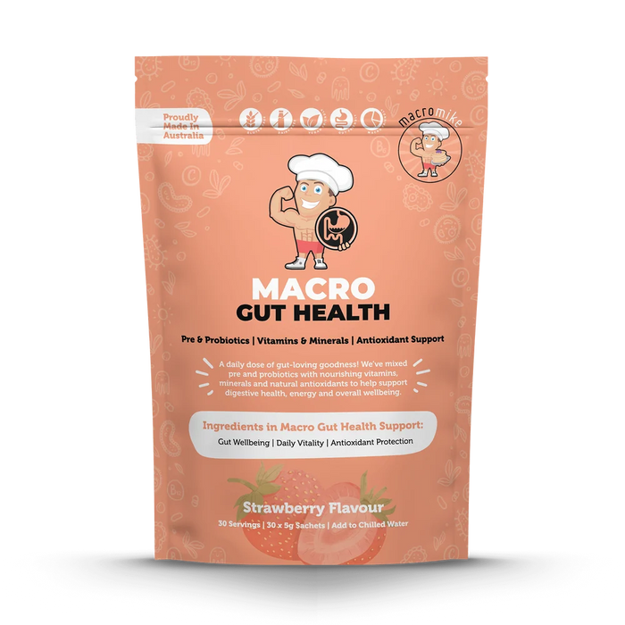 Macro Mike Macro Gut Health 30 Serves Strawberry Flavour - FitVibes Nutrition