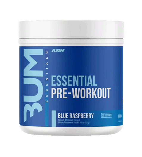 CBUM Essential Pre Workout blue raspberry.