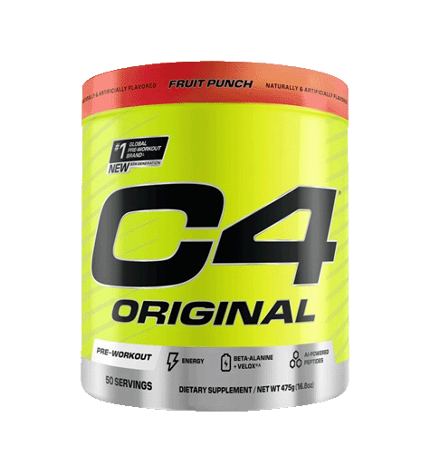 Cellucor C4 Original Pre-Workout 50 serves Fruit Punch.