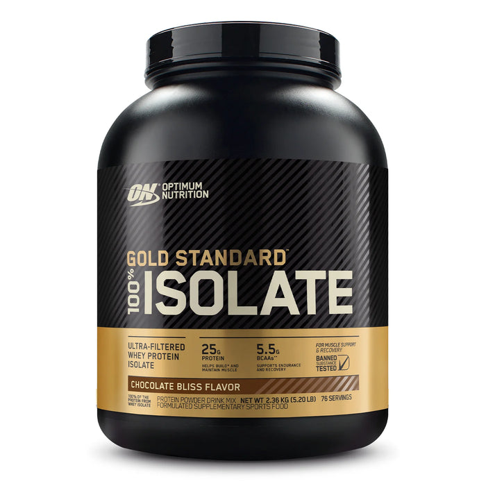 Optimum Nutrition Gold Standard 100% Isolate Protein Powder 5 LB Chocolate Bliss Flavour - FitVibes Nutrition 