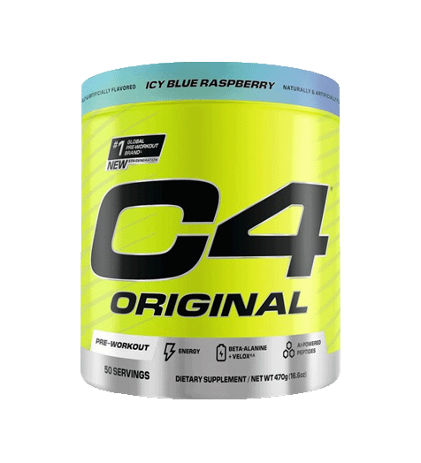Cellucor C4 Original Pre-Workout 50 serves Icy Blue Raspberry.