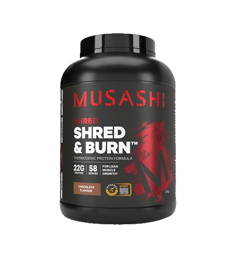 Musashi Shred and Burn Protein Powder 2kg Chocolate.