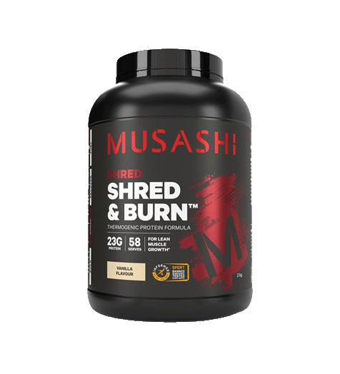 Musashi Shred and Burn Protein Powder 2kg vanilla.