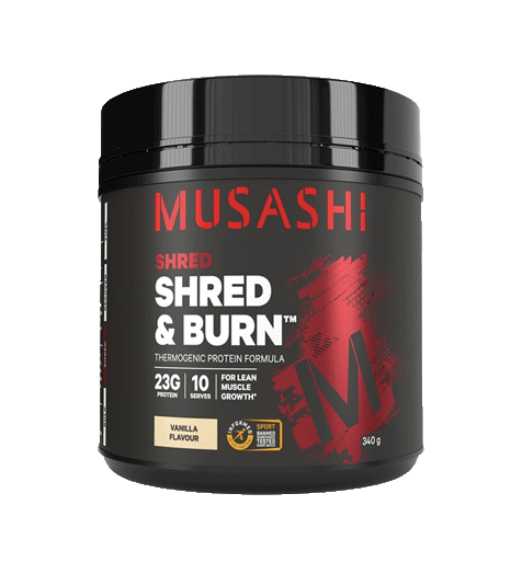 Musashi Shred and Burn Protein Powder 340g Vanilla.