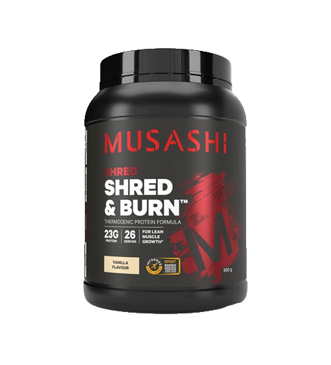 Musashi Shred and Burn Protein Powder 900g Vanilla.