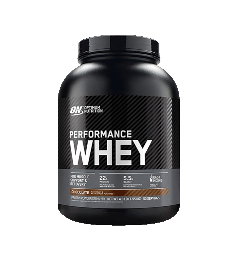 Optimum Nutrition Performance Whey 4lb chocolate milkshake.