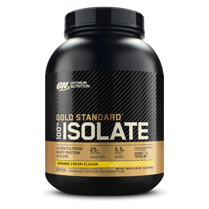 Optimum Nutrition Gold Standard 100% Isolate Protein Powder 3 LB Banana Cream Flavour - FitVibes Nutrition 