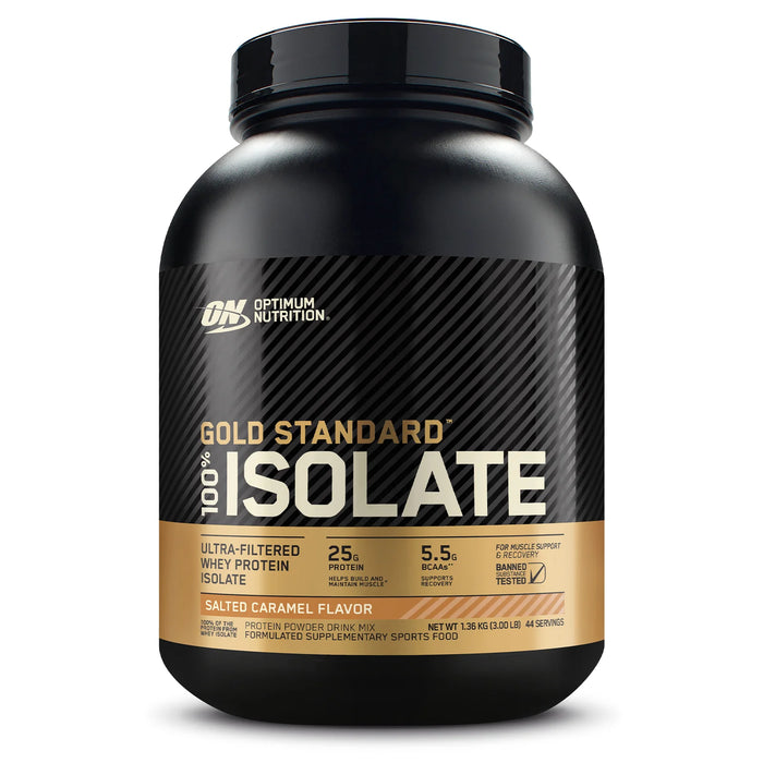 Optimum Nutrition Gold Standard 100% Isolate Protein Powder 3 LB Salted Caramel Flavour - FitVibes Nutrition 