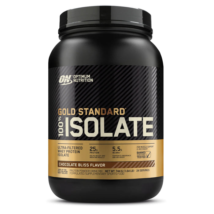Optimum Nutrition Gold Standard 100% Isolate Protein Powder 1.60 LB Chocolate Bliss Flavour - FitVibes Nutrition 