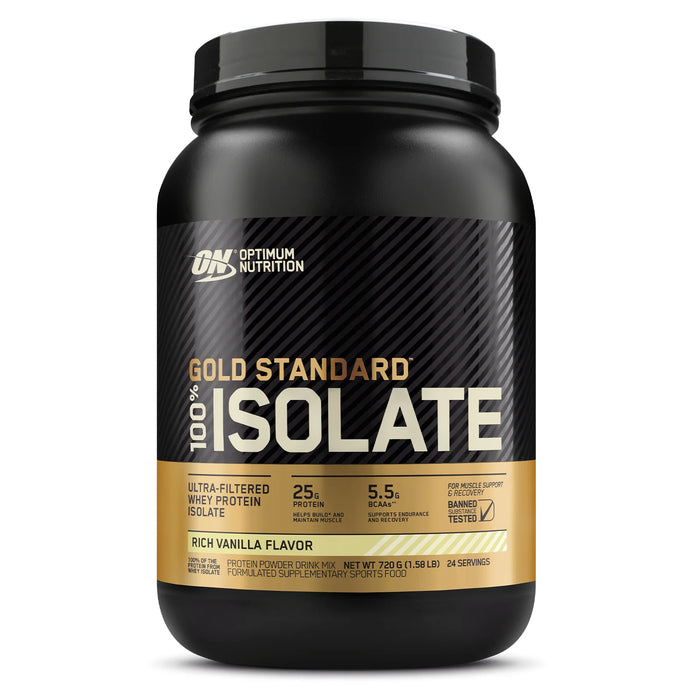 Optimum Nutrition Gold Standard 100% Isolate Protein Powder 1.60 LB Rich Vanilla Flavour - FitVibes Nutrition 