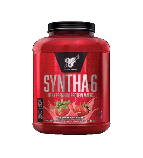 BSN Syntha-6 Protein Powder 5lb Strawberry Milkshake Flavor.